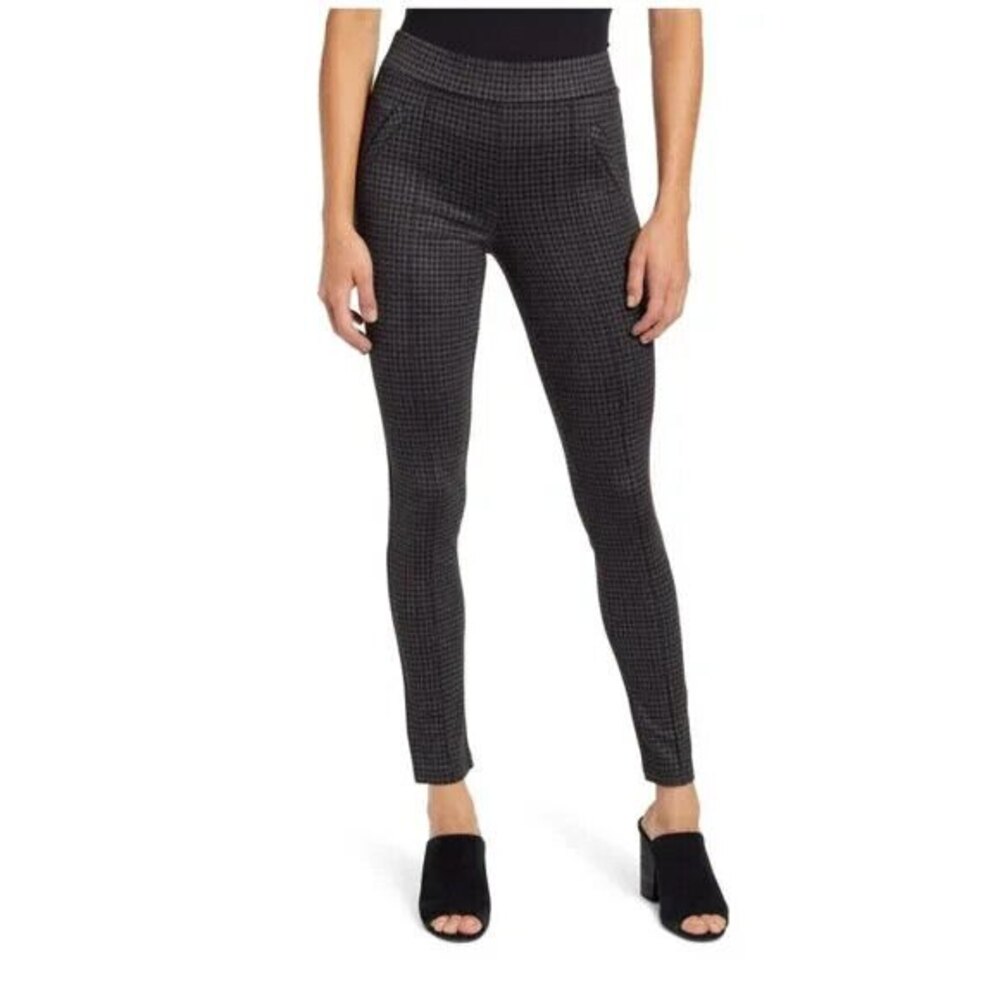Wit & Wisdom Plaid Ankle Leggings Womens Petite M Charcoal Brown Skinny Leg NWT